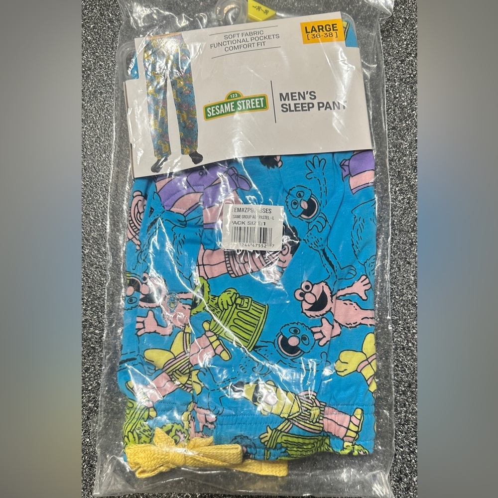 Bioworld Sesame Street Men's Sleep Pants - Blue and Pink